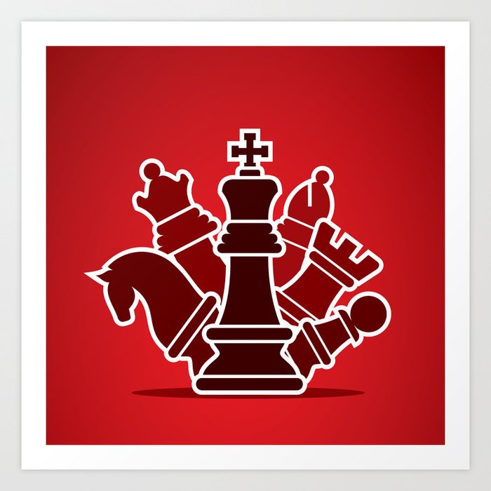 Cool Red Power Pieces Of The Chess Board Art Print by Created Prototype